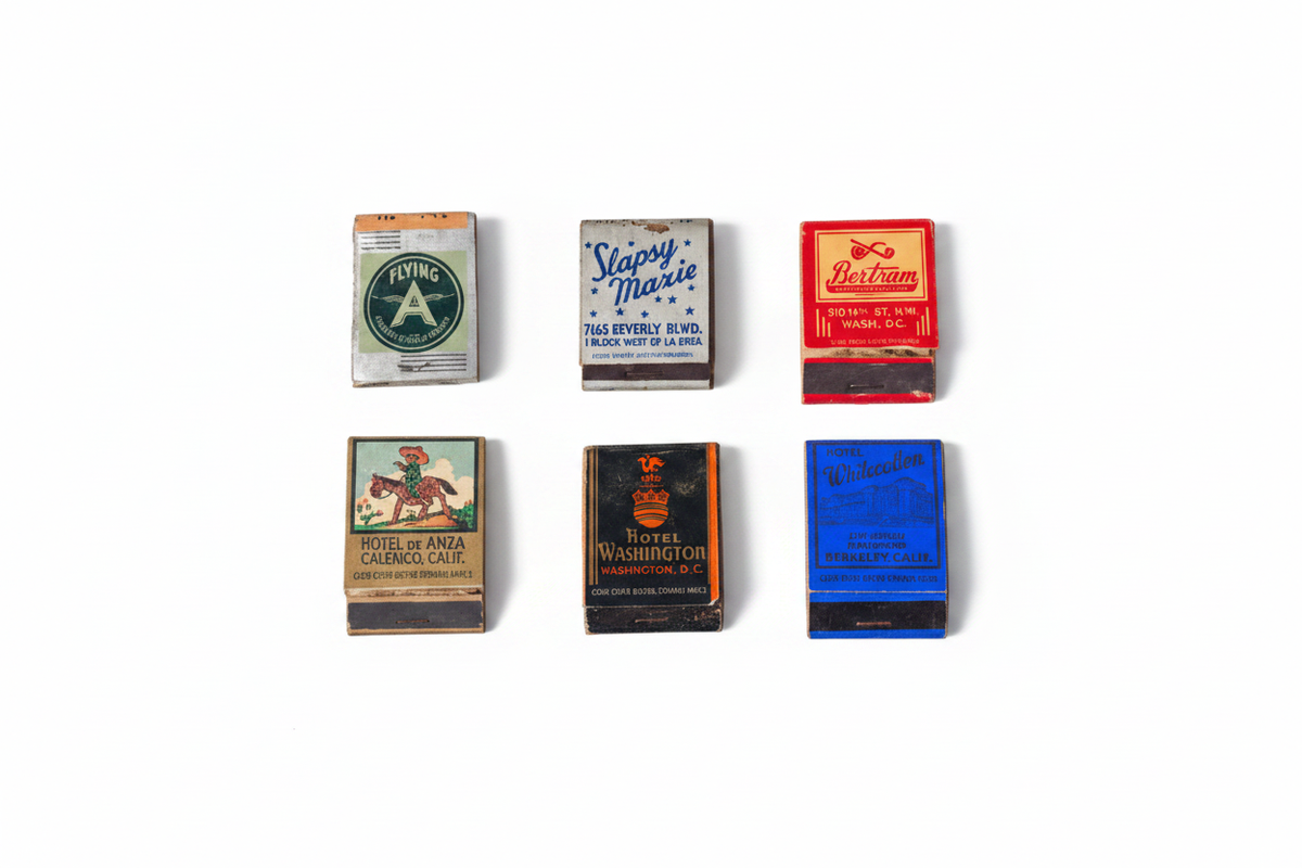 Vintage American Matchbook Collection — Set of Six